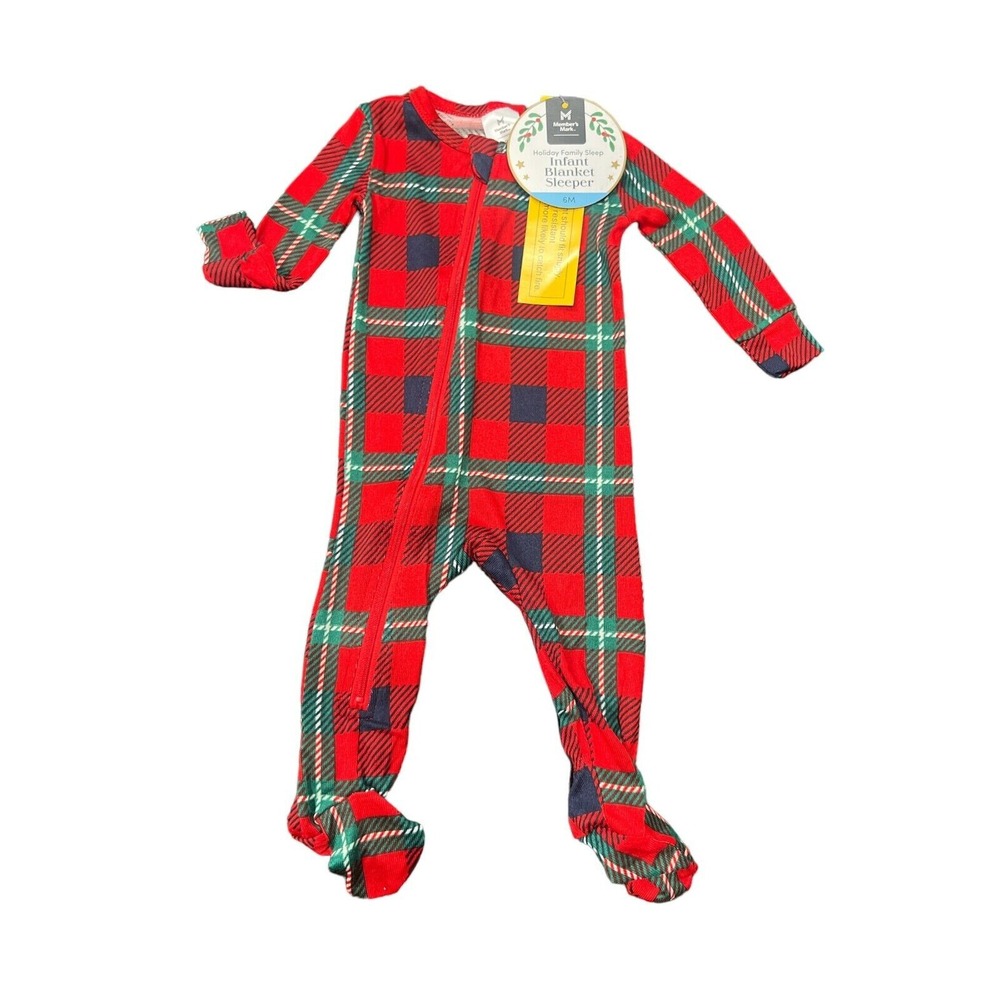 NWT Unisex Infants Members Mark Family Sleep Infant Blanket Sleeper Red Size 18M